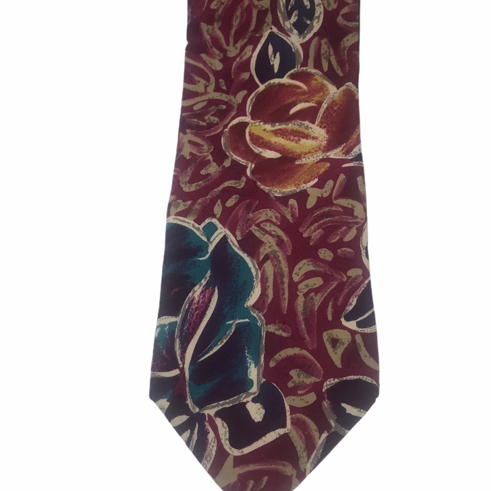Vintage 70s Ted Lapidus Abstract Floral Silk Tie
